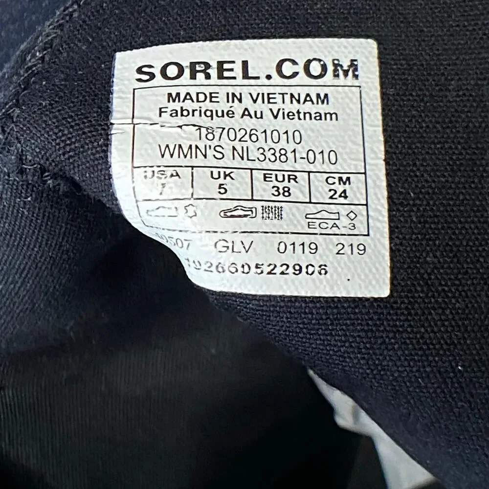 SOREL Cate Bootie Women Sz 7 Black Leather Block Heel Waterproof